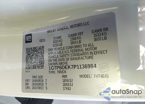 2023 GMC Canyon 4Wd Short Box At4 из США, поврежденный, VIN 1GTP6DEK7P1136984